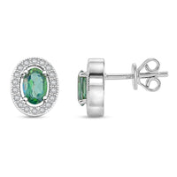 Green Quartz and White Corundum 1.25 ctw Earrings in Rhodium Over Sterling Silver