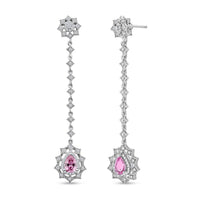 Pink Quartz and White Corundum 1.30 ctw Earrings in Rhodium Over Sterling Silver
