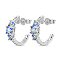 Odyssey Tanzanite Quartz and White Corundum 2.30 ctw Earrings in Rhodium Over Sterling Silver
