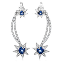 Odyssey Tanzanite Quartz and White Corundum 2.60 ctw Earrings in Rhodium Over Sterling Silver