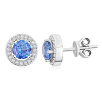 Odyssey Tanzanite Quartz and White Corundum 1.90 ctw Earrings in Rhodium Over Sterling Silver