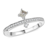 Princess Cut Montezuma Prasiolite, White Corundum Ring in Rhodium Over Sterling Silver (Size 6.0) 0.20 ctw