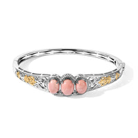 EverTrue Oregon Peach Opal 4.75 ctw Bangle Bracelet in 18K YG Plated and Platinum Bond