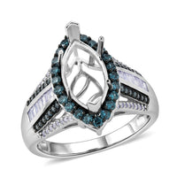 14K W Gold   Lab Grown Blue Diamond ,  Lab Grown Diamond  EF, VS Main Stone With Side Stone Ring ,  Gold Wt. 7.4 g 1.48 ctw