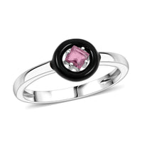 Princess Cut Pink Quartz 0.15 ctw Ring in Rhodium Over Sterling Silver (Size 6.0)