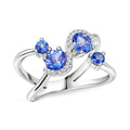 Odyssey Tanzanite Quartz and White Corundum 1.50 ctw Ring in Rhodium Over Sterling Silver (Size 6.0) - Sticky add to cart bar