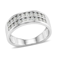 Luxuriant Lab Grown Diamond (G-H, SI) Men's Ring in Rhodium Over Sterling Silver (Size 10.0) (Ships in 5-7 Days) 1.00 ctw