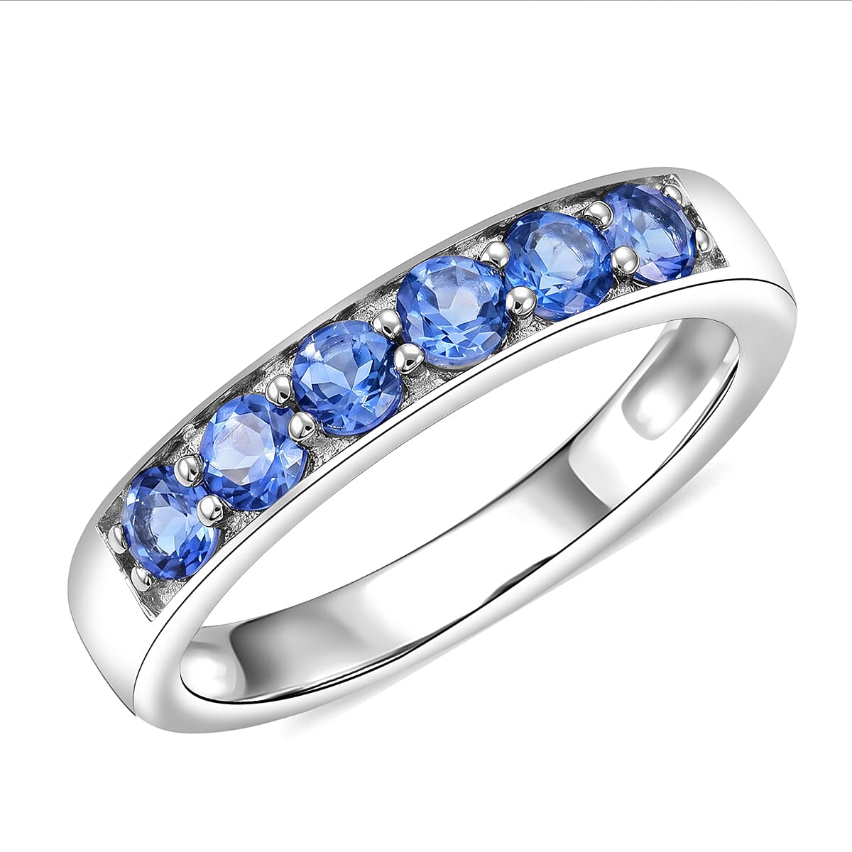 Odyssey Tanzanite Quartz 1.10 ctw Ring in Rhodium Over Sterling Silver (Size 8.0)