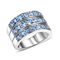 Odyssey Tanzanite Quartz Ring in Rhodium Over Sterling Silver (Size 6.0) 3.65 ctw
