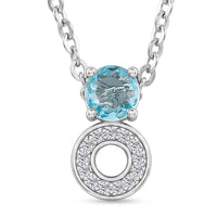 Swiss Blue Topaz and White Corundum 0.50 ctw Necklace in Rhodium Over Sterling Silver 18-20 Inches
