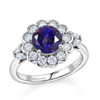 D'Joy Premium Catalina Iolite, Moissanite Ring in Rhodium Over Sterling Silver (Size 10.0) 1.60 ctw