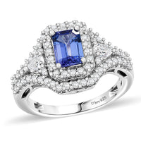 Black Friday Doorbuster TLV Certified & Appraised D'Joy Premium Tanzanite, Moissanite Ring in Rhodium Over Sterling Silver (Size 10.0) 2.00 ctw