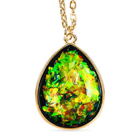 Drop Opal Flakes 14.00 ctw Pendant Necklace in Goldtone 16-18 Inches