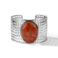 EverTrue Mojave Orange Turquoise 59.30 ctw Lattice Cuff Bracelet in Platinum Bond (7.25 In)