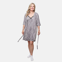 Amanda Paige Grey and Black Leopard Print Gown and Robe Set -L