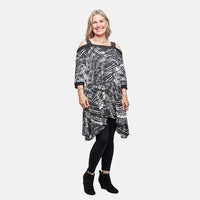 Neelam Fashions Cold Shoulder Black Tunic - 1X