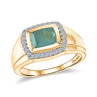 D'Joy Premium Grandidierite, Moissanite Men's Ring in 18K Vermeil YG Over Sterling Silver (Size 10.0) (Ships in 08-10 Days) 2.65 ctw