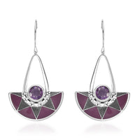 Sajen Silver African Amethyst Earrings in Rhodium Over Sterling Silver 3.40 ctw