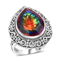 Sajen Silver Celestial Starlight Quartz Doublet Ring in Rhodium Over Sterling Silver (Size 10.0) 15.70 ctw