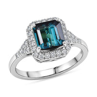 Certified & Appraised Luxoro AAA Monte Belo Indicolite and Diamond I2 2.10 ctw Ring in 10K White Gold