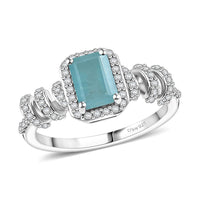 D'Joy Premium Grandidierite, White Zircon Tidal Twist Ring in Rhodium Over Sterling Silver (Size 10.0) (Ships in 08-10 Days) 1.60 ctw
