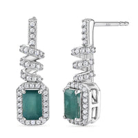 D'Joy Premium Grandidierite, White Zircon Earrings in Rhodium Over Sterling Silver 2.00 ctw