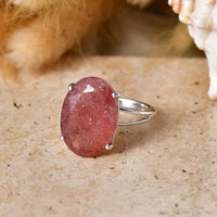 D'Joy Premium Tanzanian Natronite Ring in Rhodium Over Sterling Silver (Size 6.5) 10.25 ctw