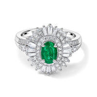D''Joy AAA Kagem Zambian Emerald and Moissanite 1.65 ctw Halo Ring in Rhodium Over Sterling Silver (Size 10.0)