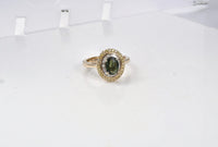 Luxoro 10K Yellow Gold Premium Malawi Green Sapphire, Natural Yellow and White Diamond (I2) (0.34 cts) Majestic Sunburst Ring (Size 6.0) 2.00 ctw