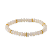 White Shell Pearl Strach Bracelet in Goldtone (6.75-8.75In)