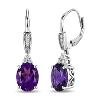 D'Joy AAA Zambian Amethyst, Moissanite Earrings in Rhodium Over Sterling Silver 1.90 ctw