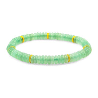 Green Aventurine 55.00 ctw Beaded Bracelet in Goldtone (6.25-7.75In)