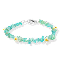 Aquamarine and Resin 25.00 ctw Beaded Bracelet in Dualtone (7-9In)