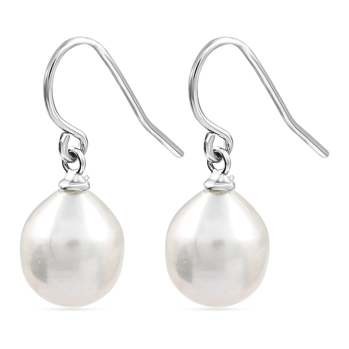 Freshwater Pearl Drop Earrings in Sterling Silver in Gray