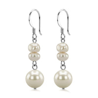 White Freshwater Pearl Classic Earrings in Sterling Silver