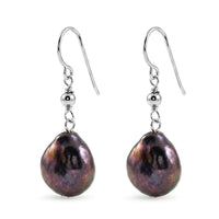 Peacock Freshwater Pearl Earrings in Sterling Silver
