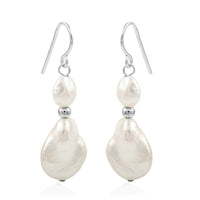 White Freshwater Pearl Earrings in Sterling Silver