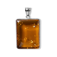 Rectangle Smoky Quartz 115.00 ctw Pendant without Chain in Silvertone