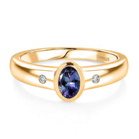 D'Joy Peacock Tanzanite and Moissanite 0.50 ctw Ring in 18K Vermeil Yellow Gold Over Sterling Silver (Size 8.0)