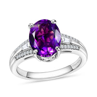 D'Joy Premium Moroccan Amethyst, Moissanite Royal Frame Ring in Rhodium Over Sterling Silver (Size 10.0) 2.60 ctw
