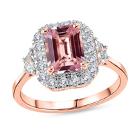 Certified & Appraised 10K Rose Gold Premium Pink Morganite, Luxuriant Lab Grown Diamond (G-H, SI) (0.50 cts) Ring (Size 10.0) 2.00 ctw