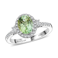 Certified & Appraised Rhapsody 950 Platinum AAAA Mint Tourmaline, Diamond (E-F, VS) (0.34 cts) Ring (Size 10.0) (6.31 g) 2.36 ctw