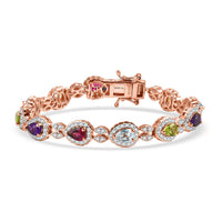 GP Multi Gemstone Bracelet in 18K Vermeil RG Over Sterling Silver (6.50 In) 7.70 ctw