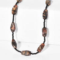 Leopard Jasper and Thai Black Spinel 165.00 ctw Beaded Necklace (26 Inches)