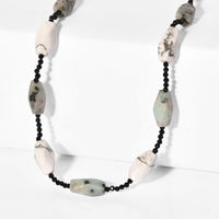 White Howlite and Green Kiwi Jasper, Thai Black Spinel 200.00 ctw Beaded Necklace (26 Inches)