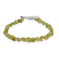 Peridot 23.00 ctw Beaded Stretch Bracelet in Silvertone (6-7.50In)