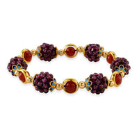 Garnet and Red Agate 40.00 ctw Beaded Stretch Bracelet in  Goldtone (6-6.50In)