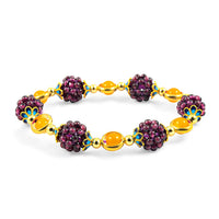 Garnet and Yellow Agate Beaded Stretch Bracelet in  Goldtone (6-6.50In) 40.00 ctw