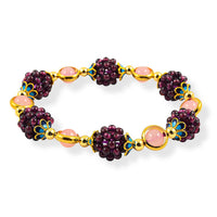 Red Agate and Pink Agate Beaded Stretch Bracelet in  Goldtone (6-6.50In) 40.00 ctw