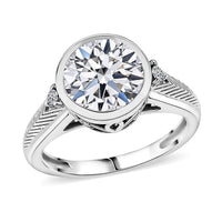 Luxuriant Lab Grown Diamond (G-H, SI) Ring in Rhodium Over Sterling Silver (Size 6.5) 3.10 ctw